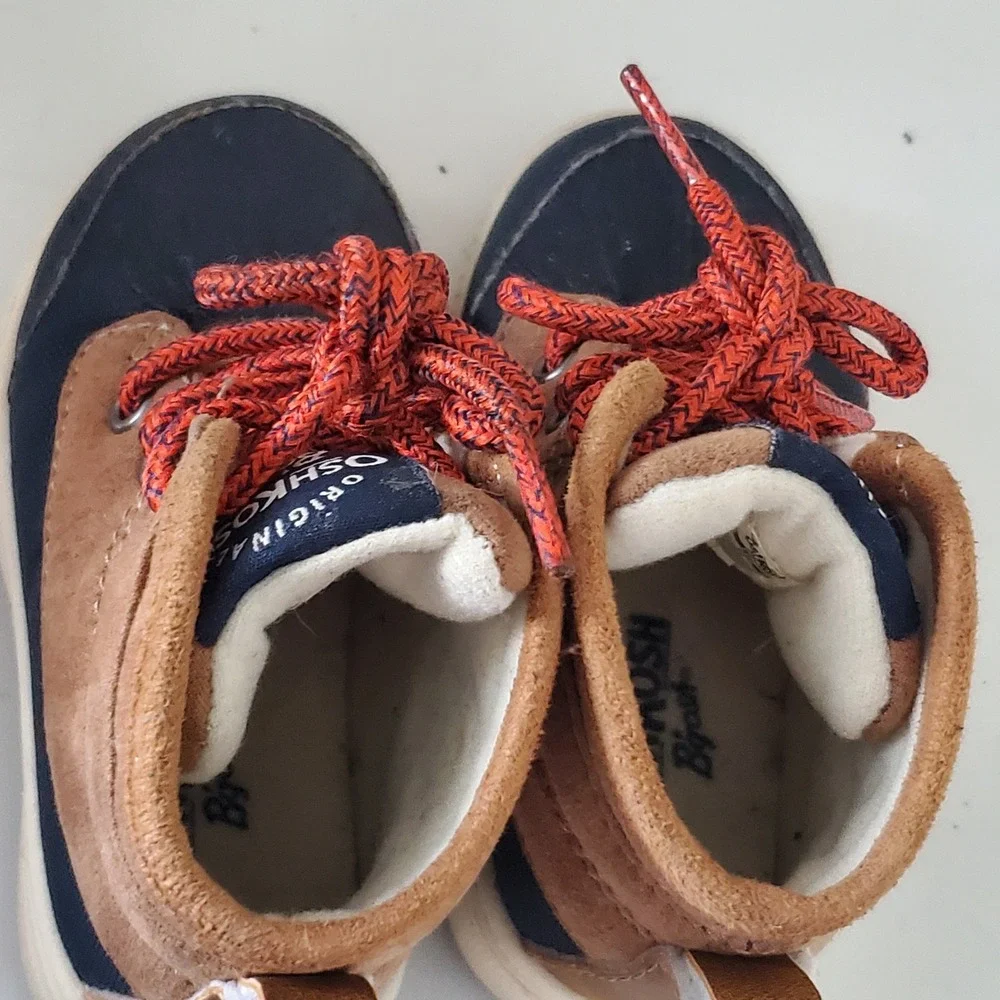 OshKosh Bgosh Toddler Boys Duck Boot Sneakers Navy Tan Orange Size 5M RAFFEO12